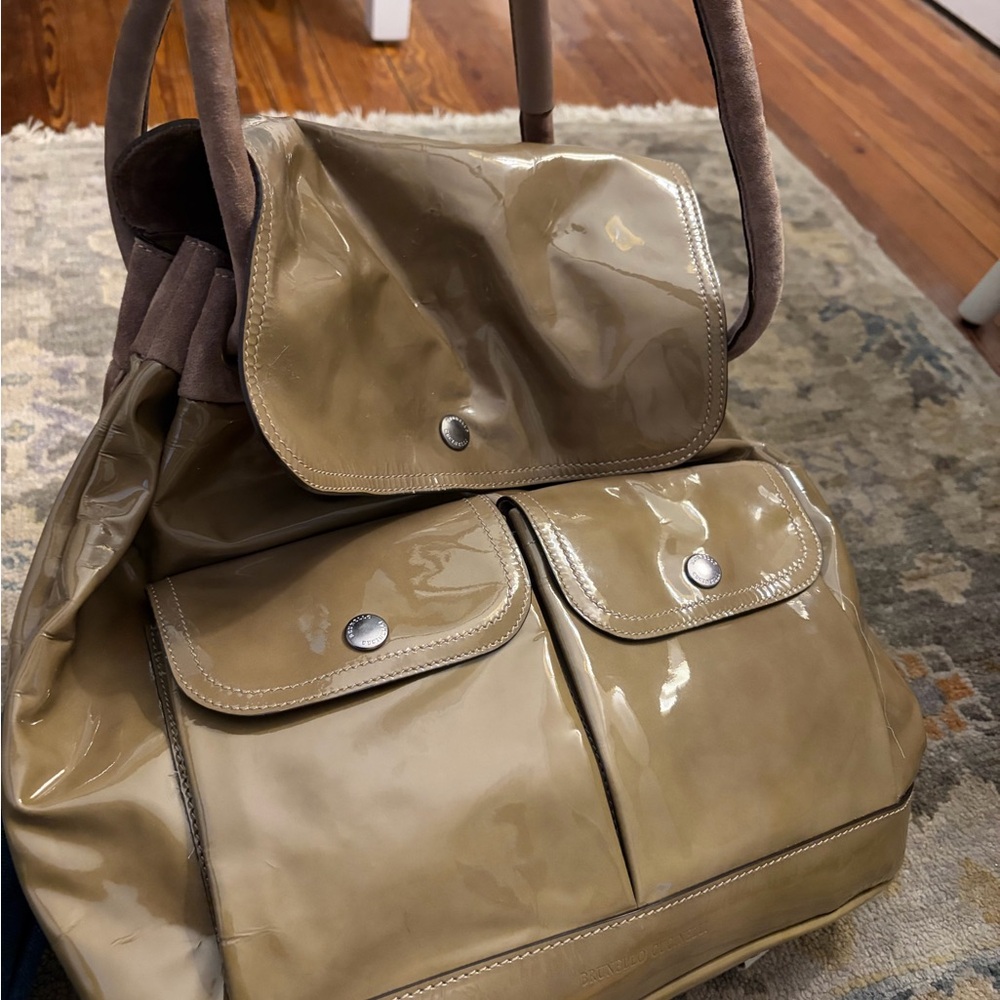 Brunello Cucinelli Olive Green Leather Bag